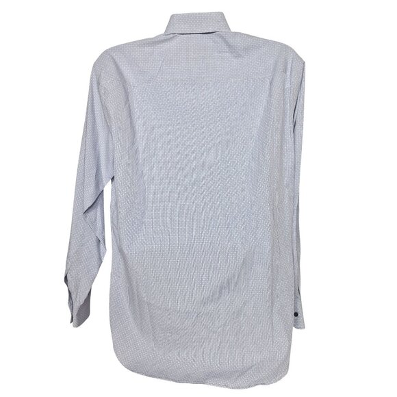 David Donahue Blue Micro Check Dress Shirt 16 34/35 - Picture 3 of 6